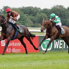 09.06.2025, Koeln, Nordrhein-Westfalen, GER - Zuckerhut mit Andrasch Starke gewinnt das 190. Union-Rennen. Galopprennbahn Koeln-Weidenpesch. ( | © Stephanie Gruttmann / Galoppfoto.de