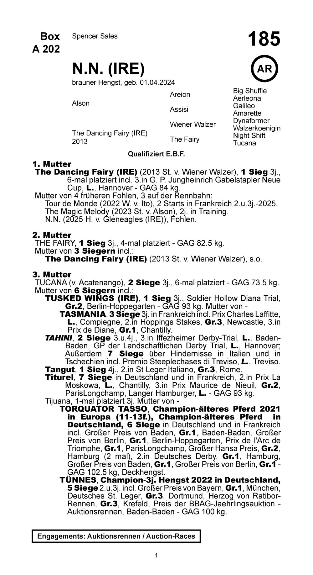 Pedigree pour Alson x The Dancing Fairy (IRE) (IRL), 2024