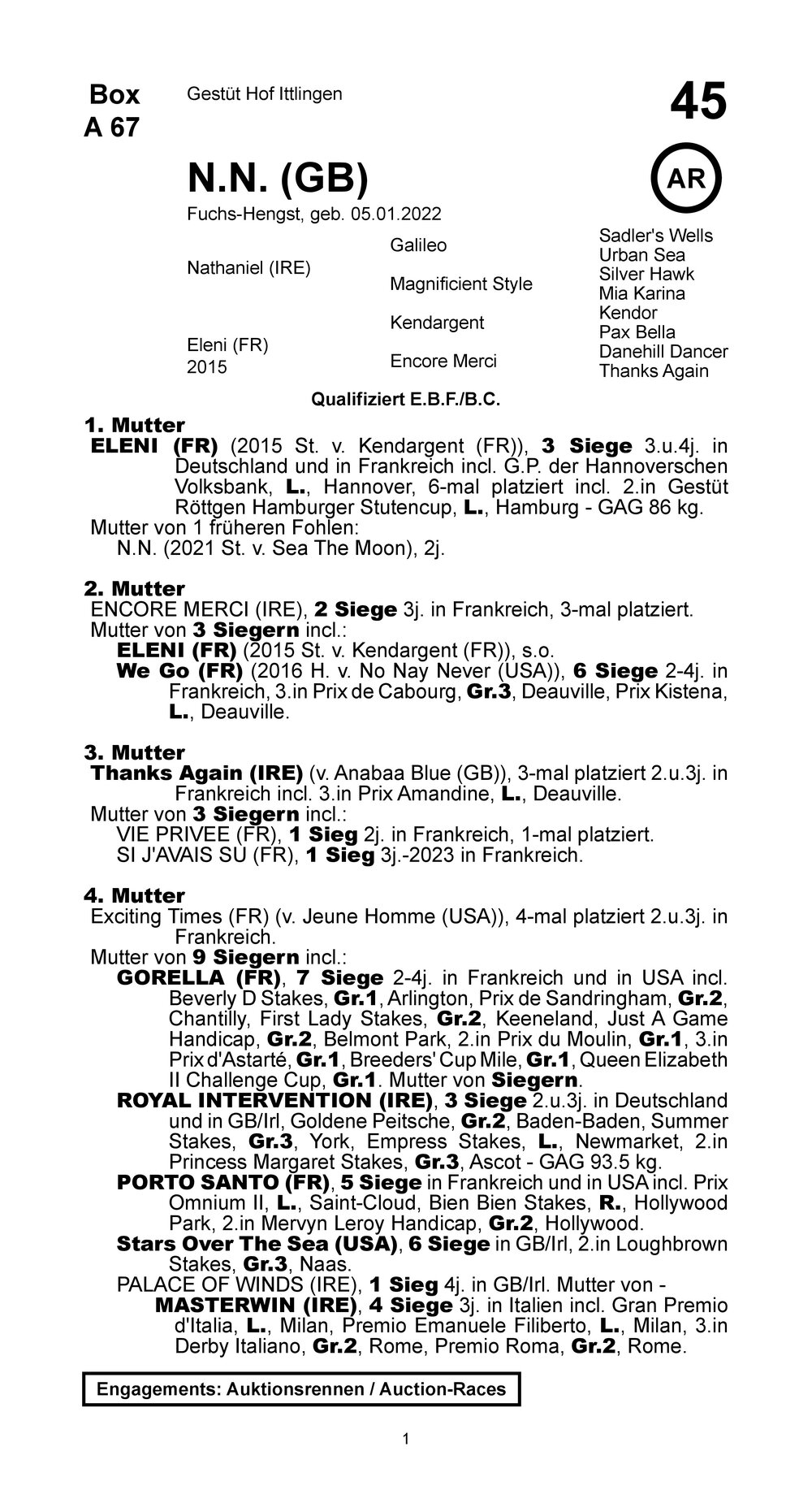 Pedigree for Elano (GBR), 2022