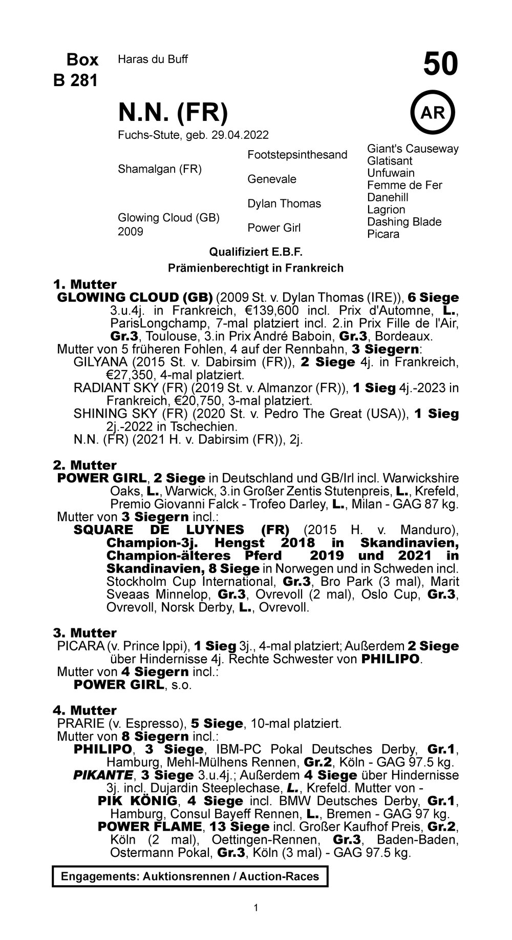 Pedigree for German Style (FRA), 2022